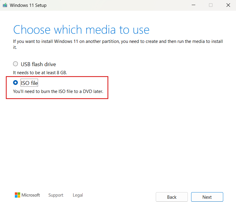 Installation media choose which media to use