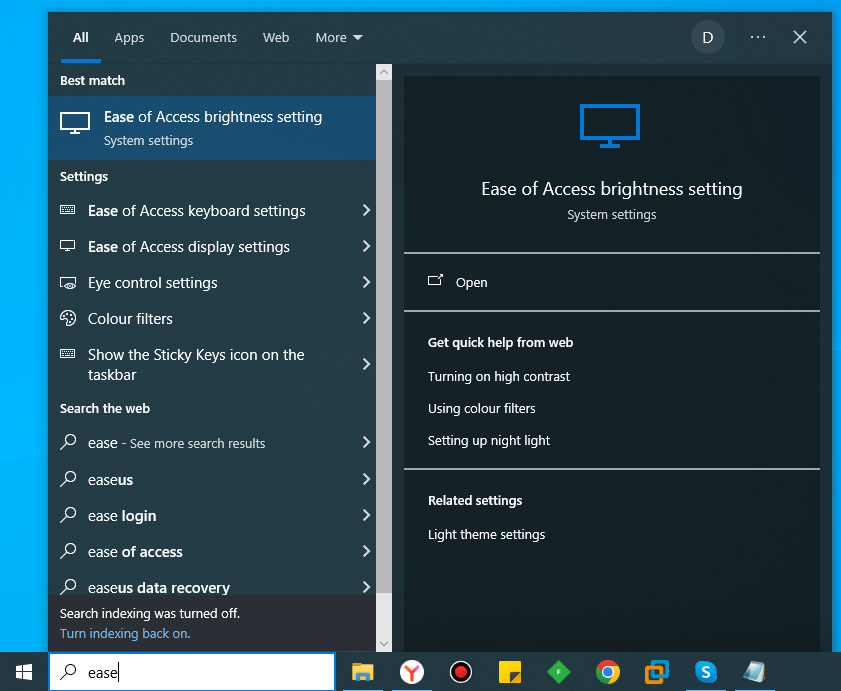 Type ease of access into the search box