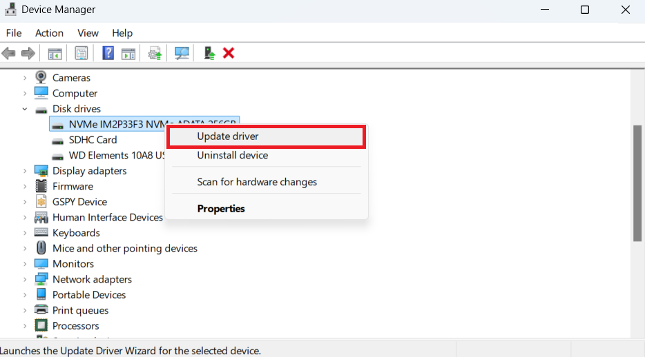 Select Update driver