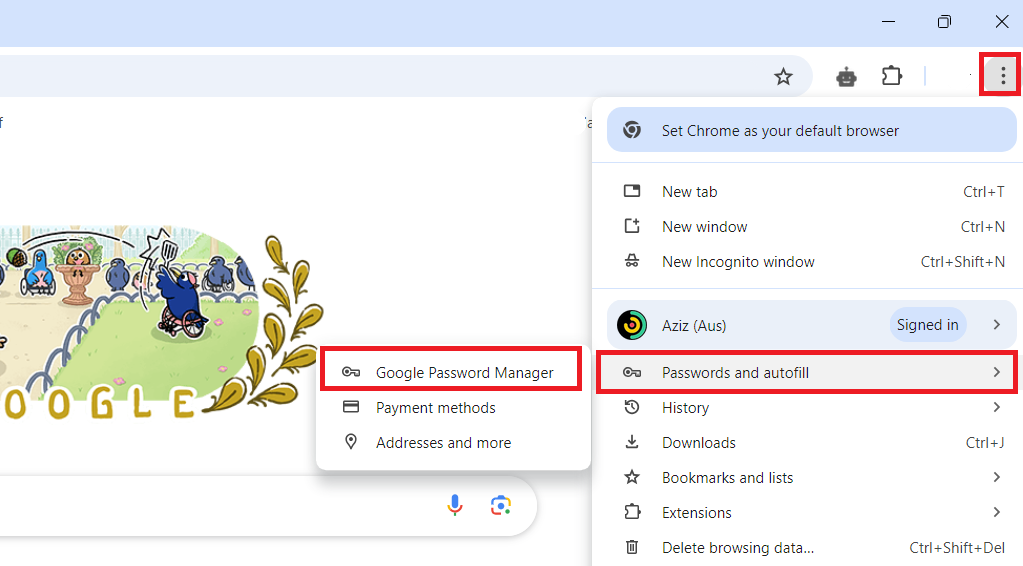 Click Google Password Manager