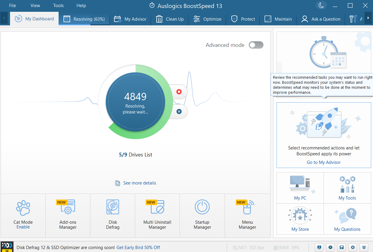In Auslogics BoostSpeed, click Resolve All (recommended)