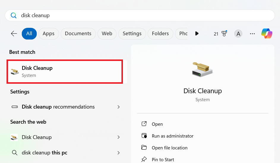 Select Disk Cleanup