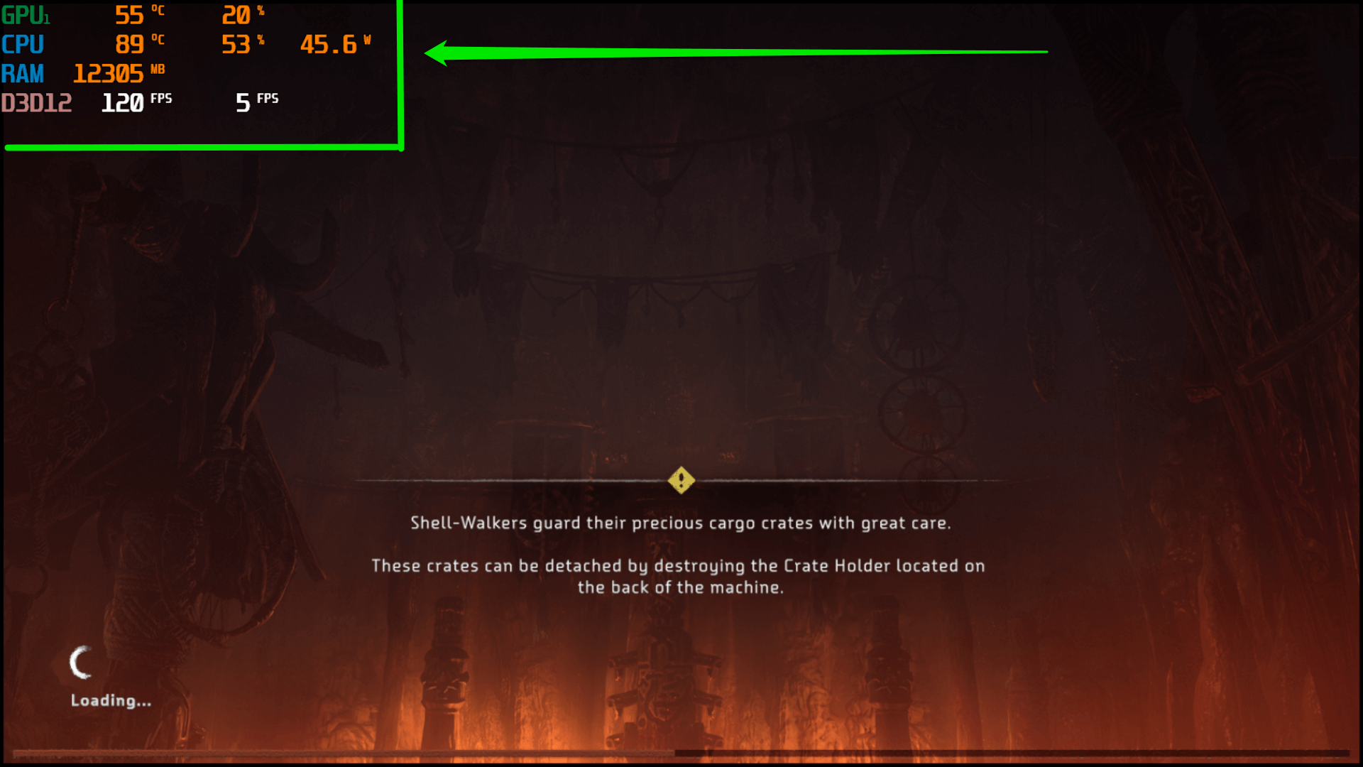 a laptop’s temperature levels and FPS while running Horizon: Zero Dawn