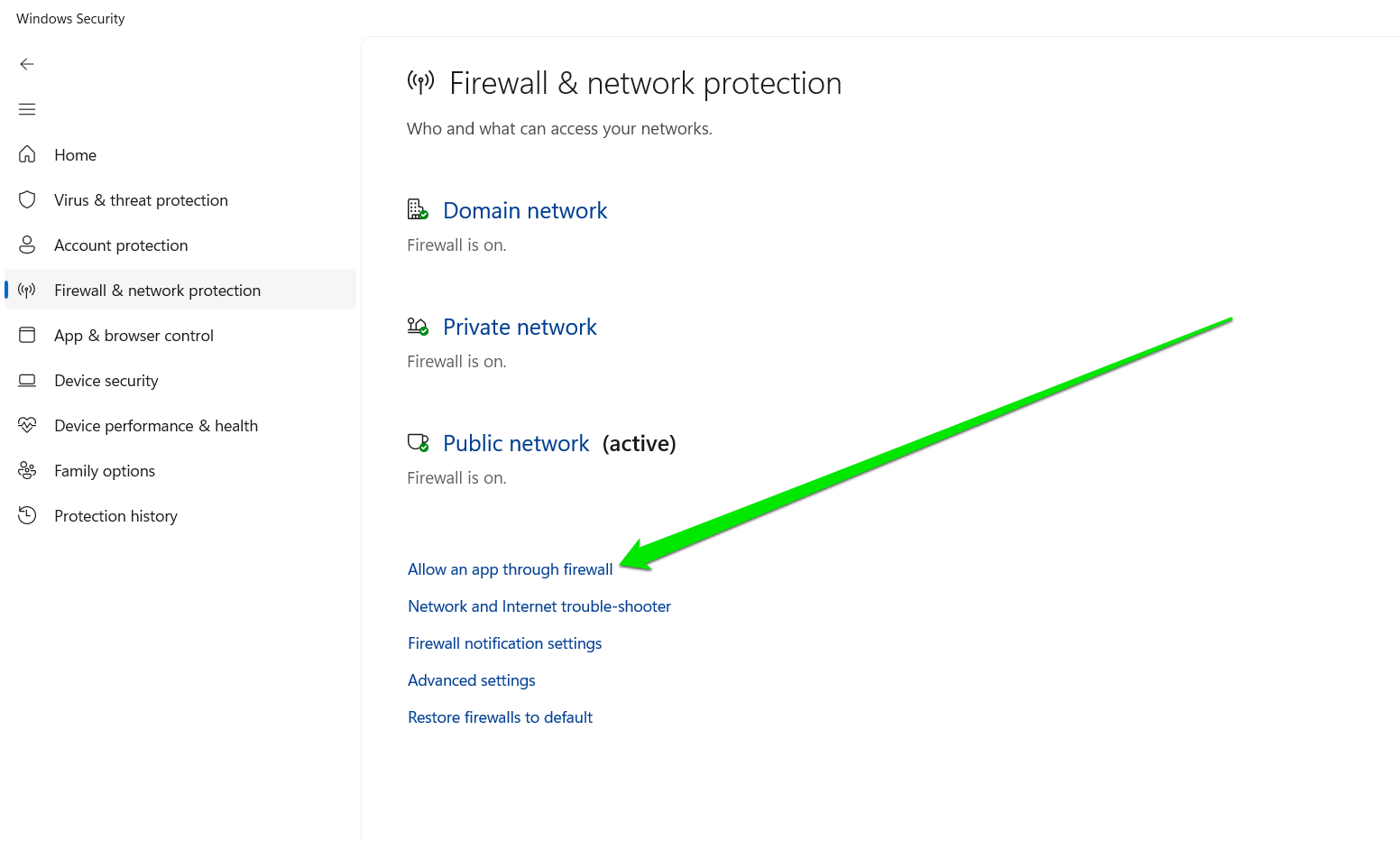 Allow app through firewall
