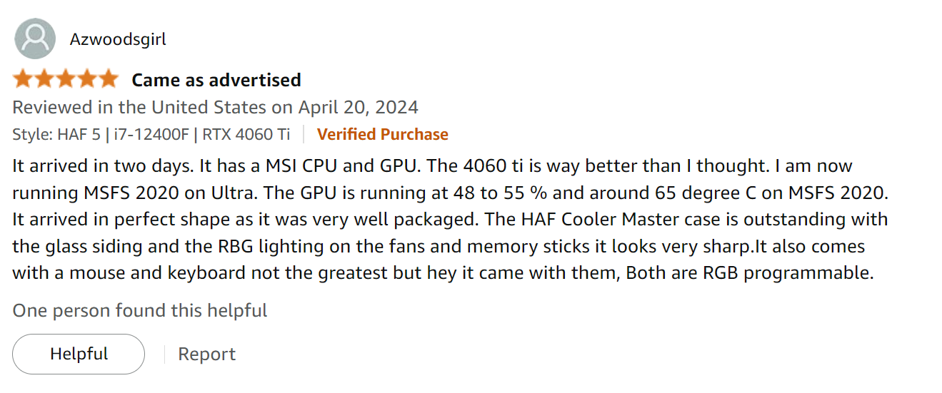 Amazon review Cooler Master Haf 5 Pro