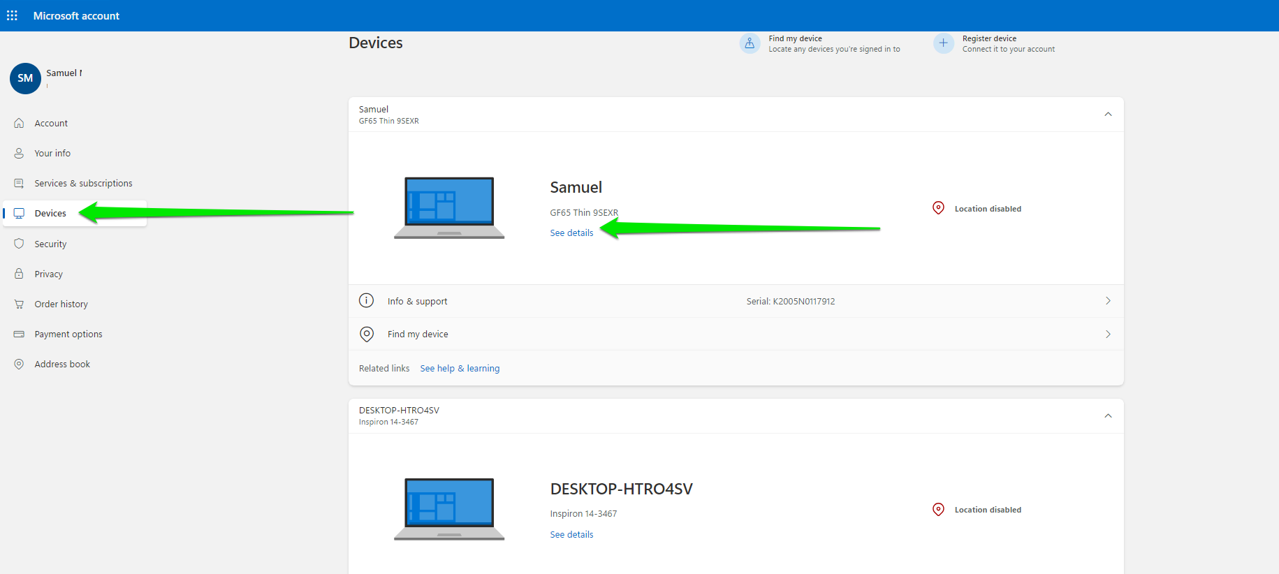 Click See Details under Devices