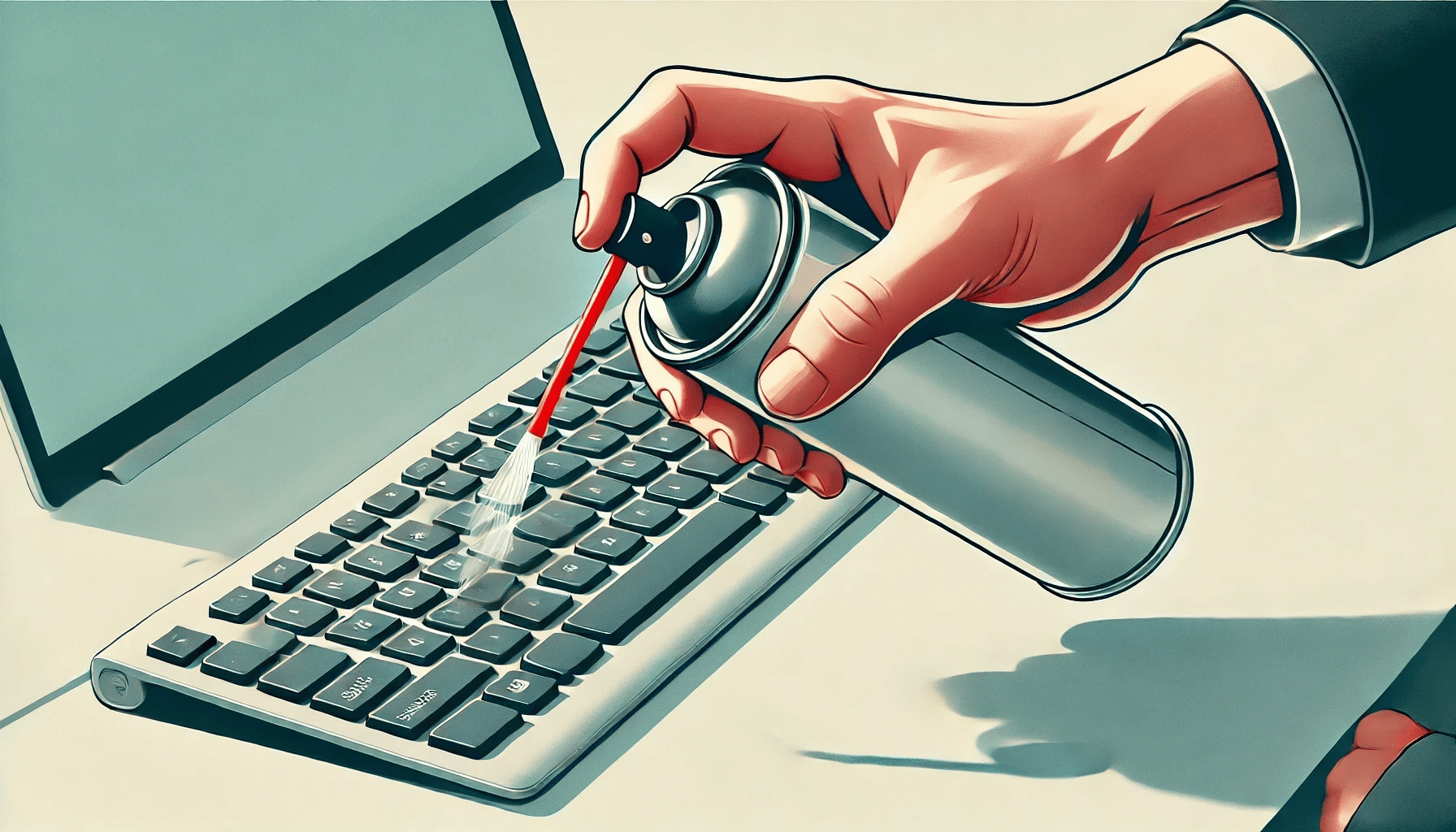 cleaning keyboard with compressed air