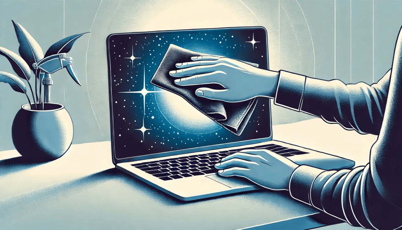 Clean the laptop screen with a microfiber cloth
