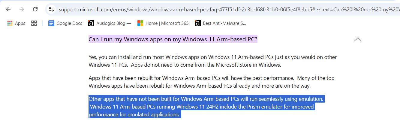 Microsoft ARM FAQs