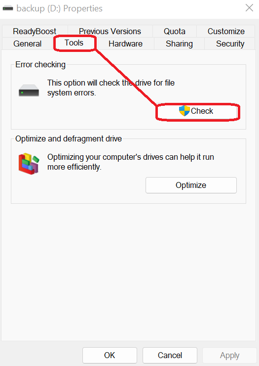 Go to the <em>Tools</em> tab and click on the <em>Check</em> button under <em>Error checking</em>
