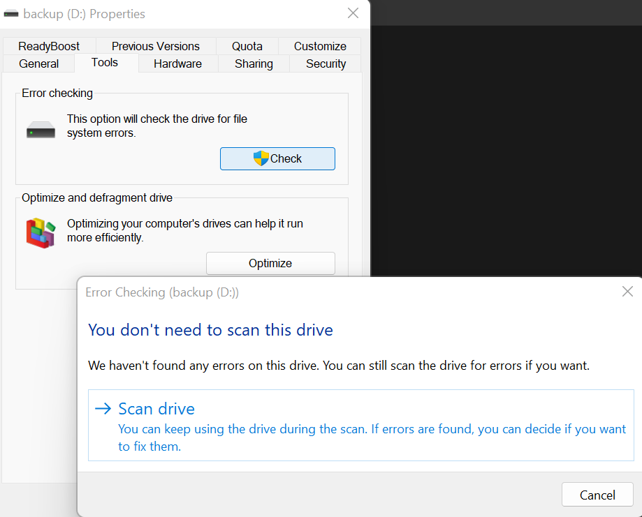 Click Scan Drive