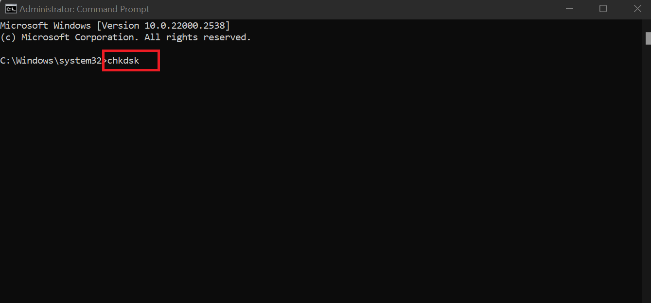 Type in chkdsk