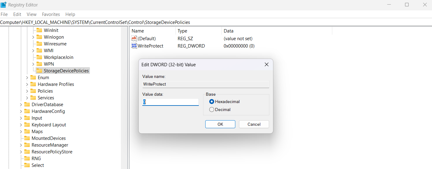 Set Value data to 0