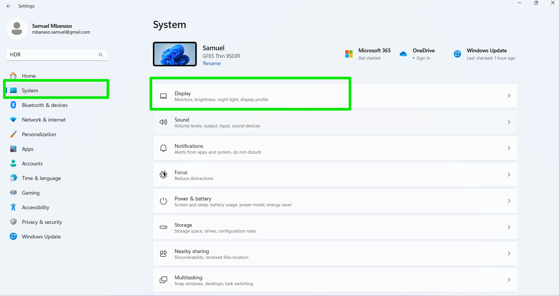 Go to System - Display - Settings