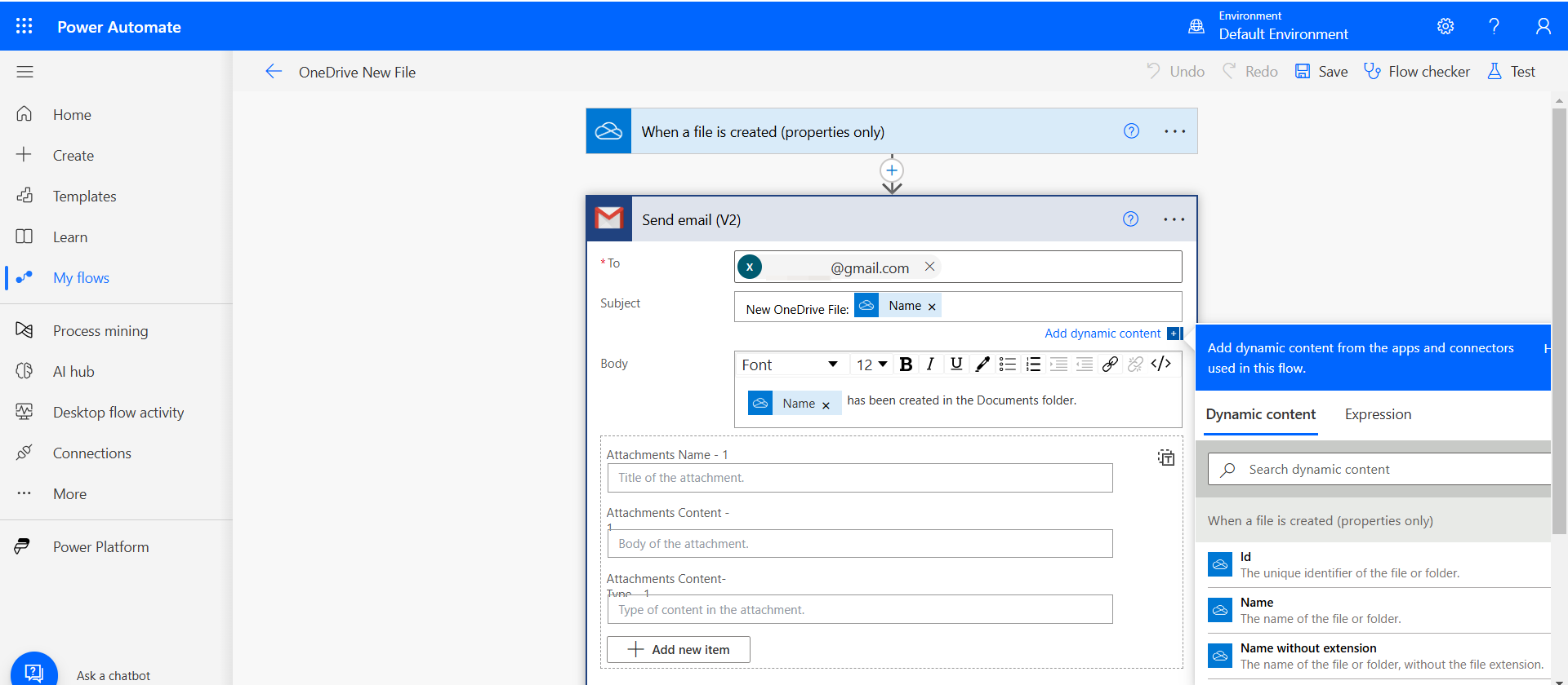 Add the email address to the To box, enter a subject, and type the email body