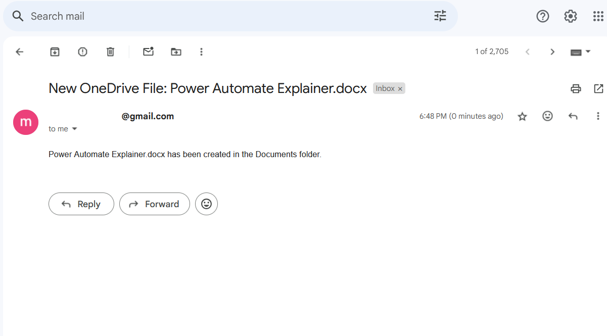 Create a new OneDrive file in the designated folder