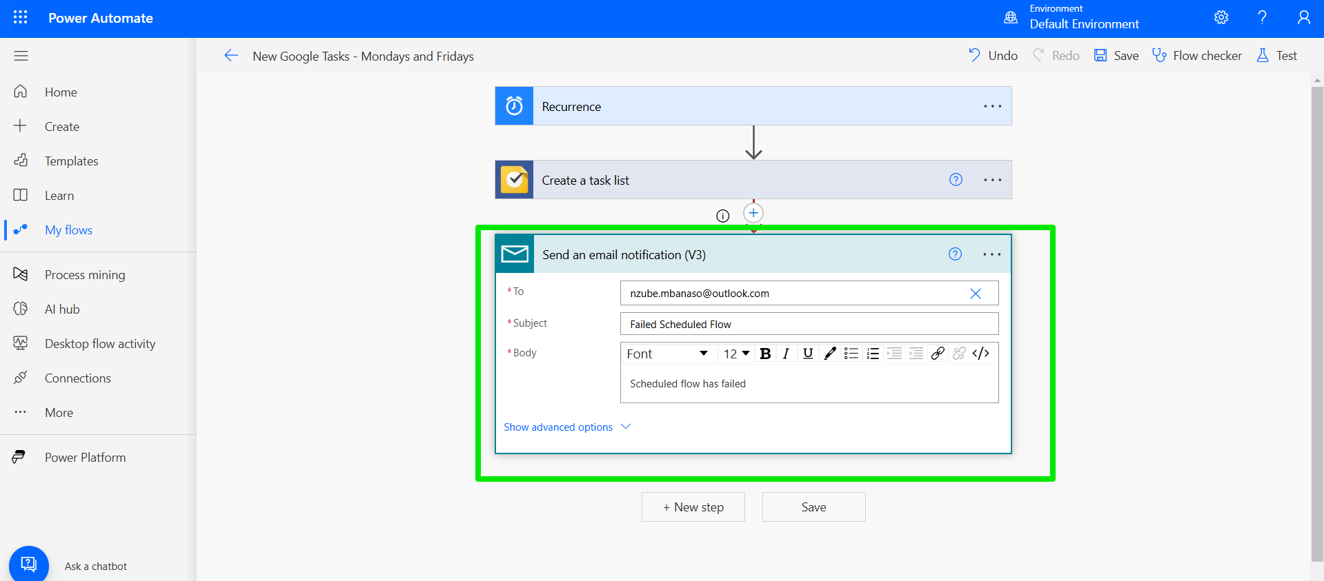Enter the recipient email address as well as the subject and body of the mail