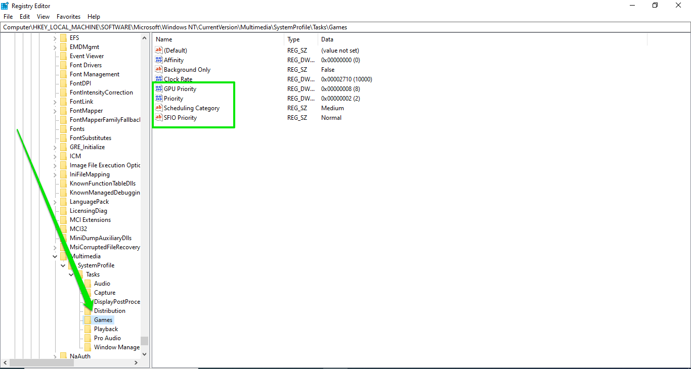 Now, make these entries into the Value data field for the following strings and DWORD Values