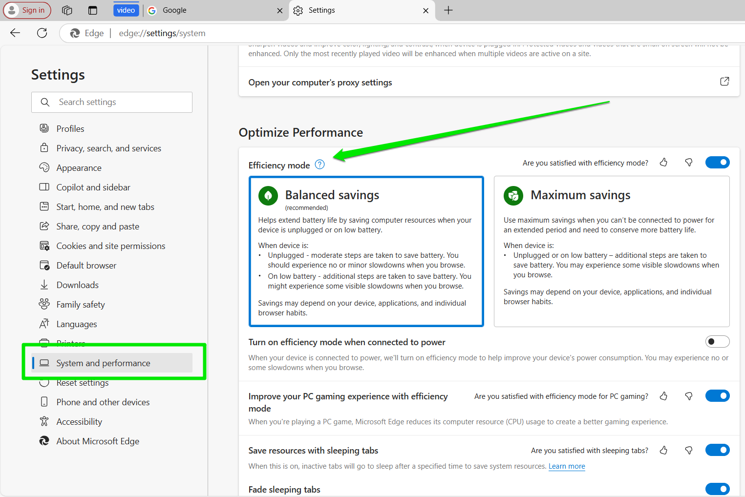 Select Optimize performance