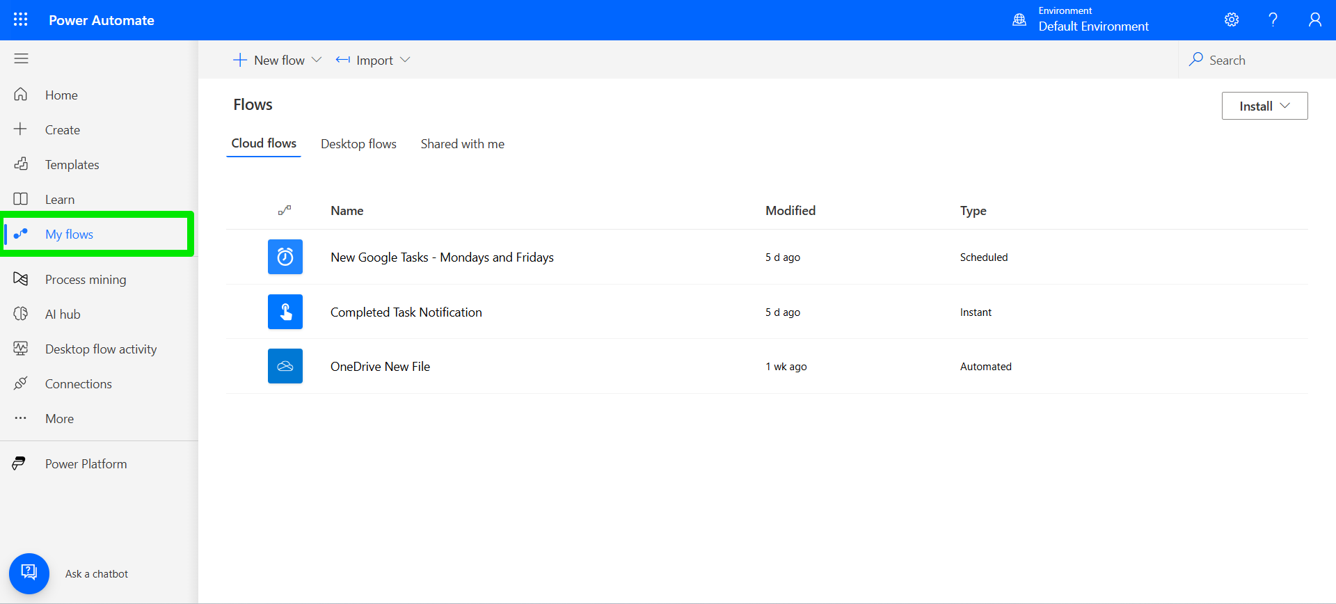 My Flows in Power Automate is where can view and edit the flows you’ve created