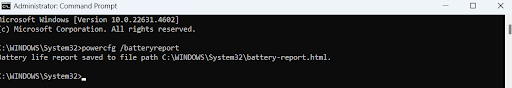 Open the Command Prompt as an administrator and run this command to check the battery report: powercfg /batteryreport