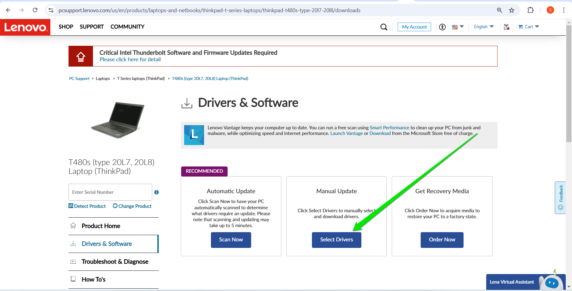 Click Select Drivers under Manual Update