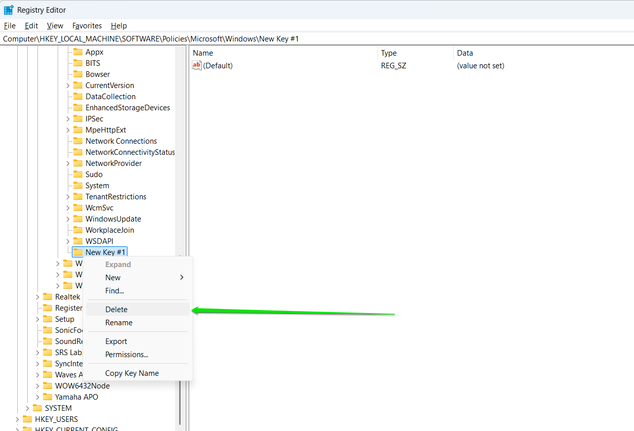 Deleting an item involves right-clicking it and selecting Delete in the context menu