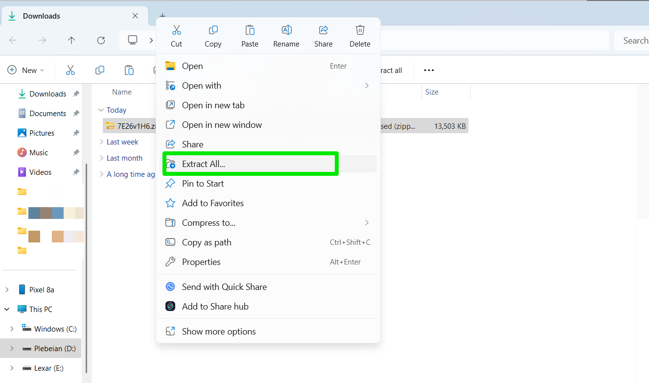 Extract the ZIP file and save it to the root directory of your USB flash drive