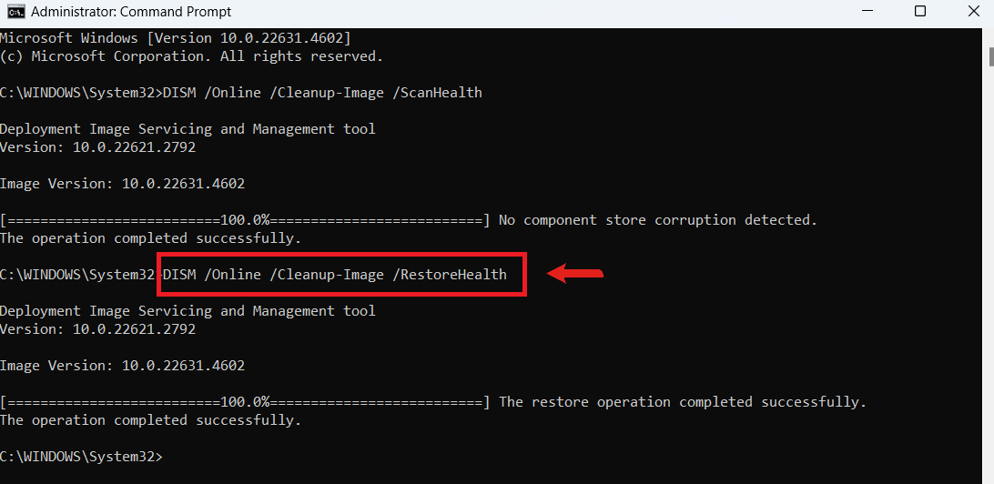 DISM /Online /Cleanup-Image /RestoreHealth