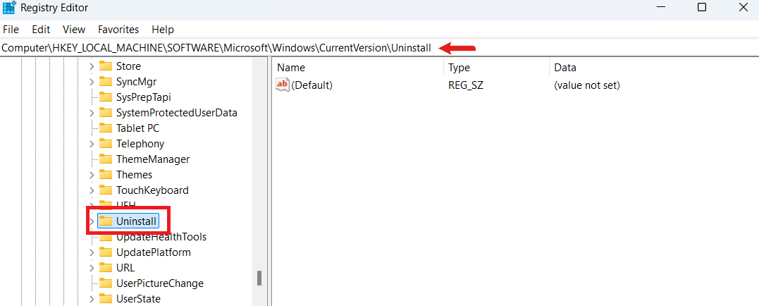 Search for the subkeys that correspond to the app you uninstalled and delete it
