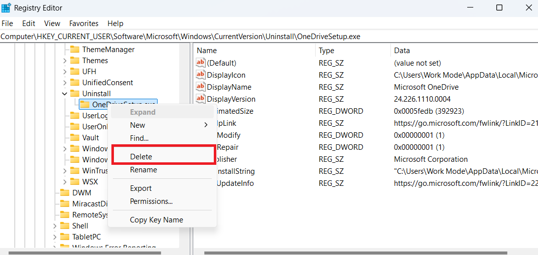 Sometimes, you may have to repeat the process for other hives: HKEY_CURRENT_USERSoftwareMicrosoftWindowsCurrentVersionUninstall