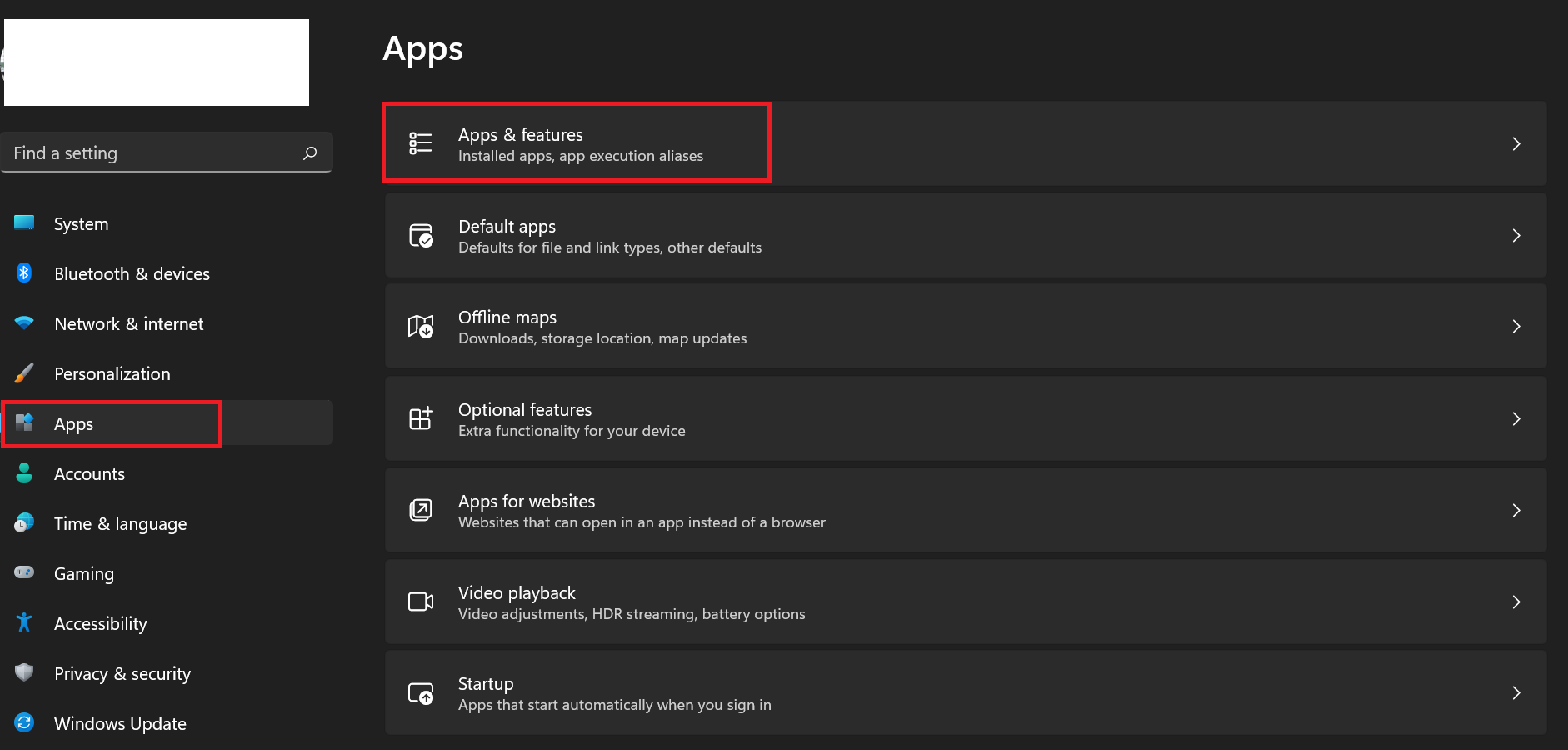 Open Settings (Windows + I) and click Apps on your left. On the right side, click Apps & features
