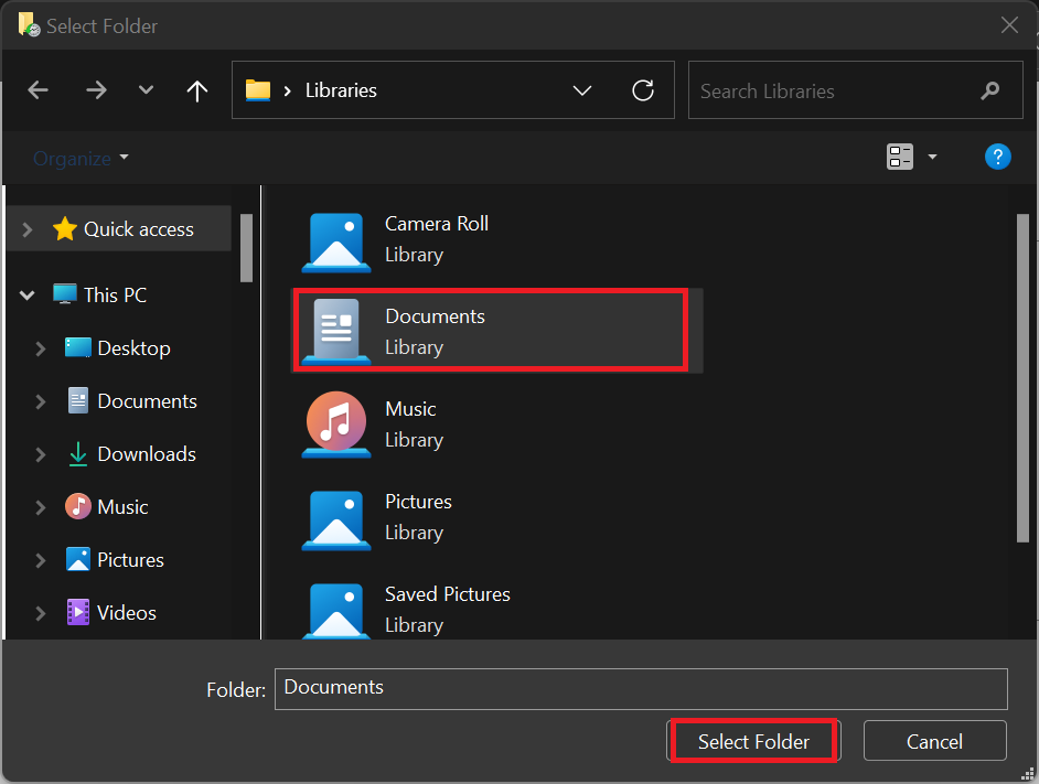 Click the folders and click Select Folder. You can only select one at a time