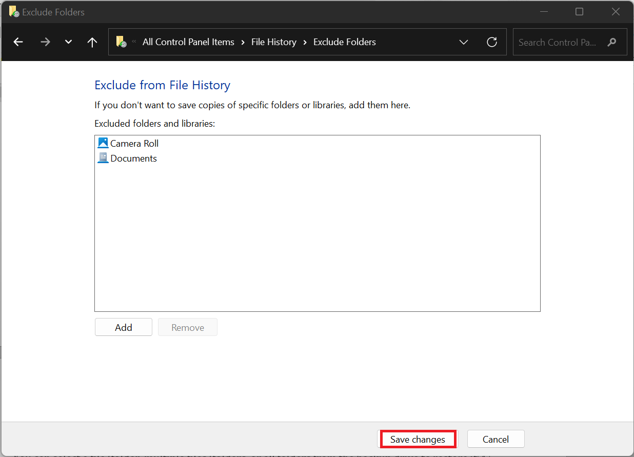 As you add the files, you will see them appearing in the box. When you are done, click Save changes to start the process