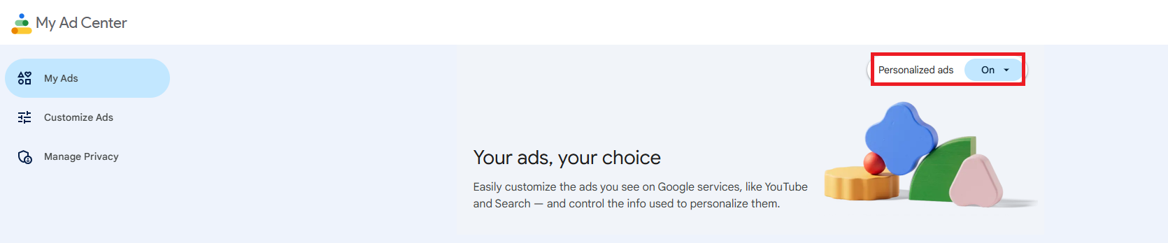 Open My Ad Center and make sure the Personalized apps section is switched to On