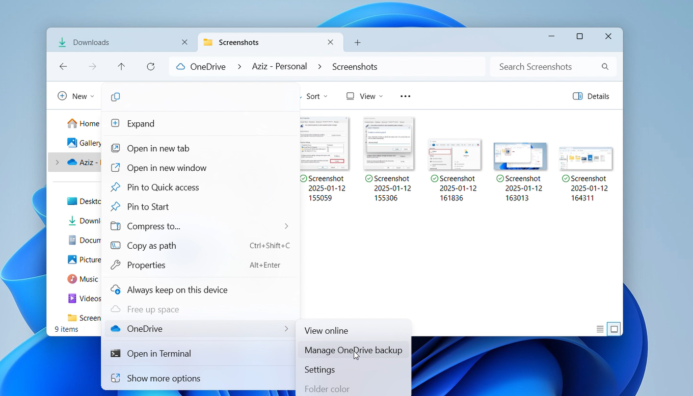 Open File Explorer and right-click your OneDrive in the library section