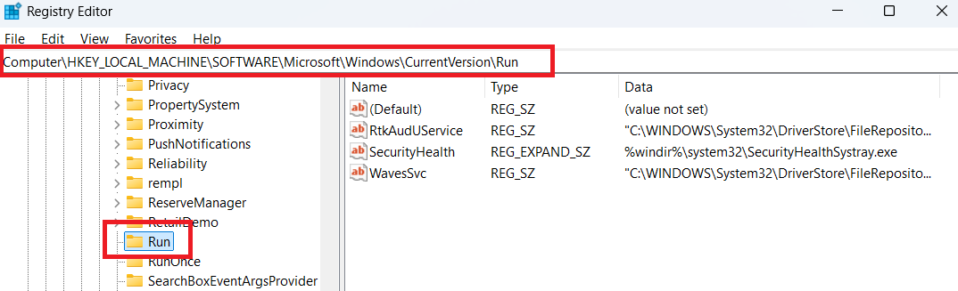 Go to HKEY_LOCAL_MACHINESOFTWAREMicrosoftWindowsCurrentVersionRun