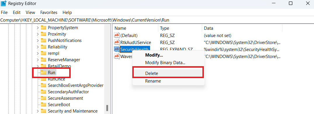 After checking all of them, delete the entries that aren’t valid