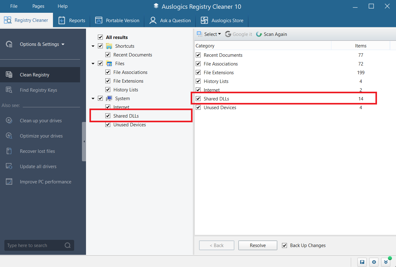 The safest bet is to use trusted third-party tools like Auslogics Registry Cleaner to automatically find and fix invalid DLLs
