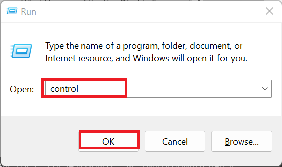Press Win + R to open the Run dialog, type control, and hit Enter