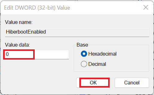 Change its Value data to 0 (this disables Fast Startup)