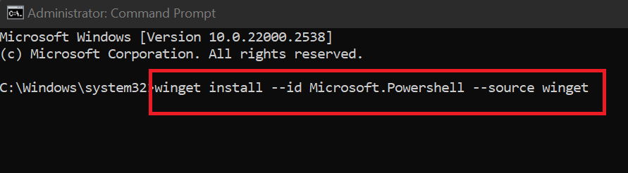 Run the following WinGet command: winget install --id Microsoft.PowerShell --source winget