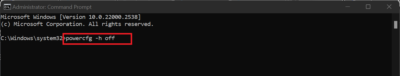Enter the following command and press Enter to disable Fast Startup: powercfg -h off