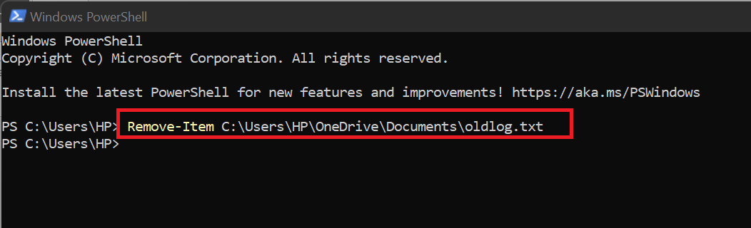 the Remove-Item command deletes files and folders