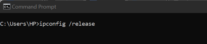 ipconfig /release disconnects your device from its current IP address