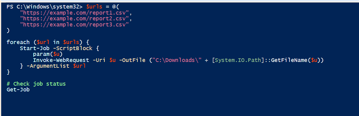 PowerShell jobs let you run tasks in the background without stopping other work in the console