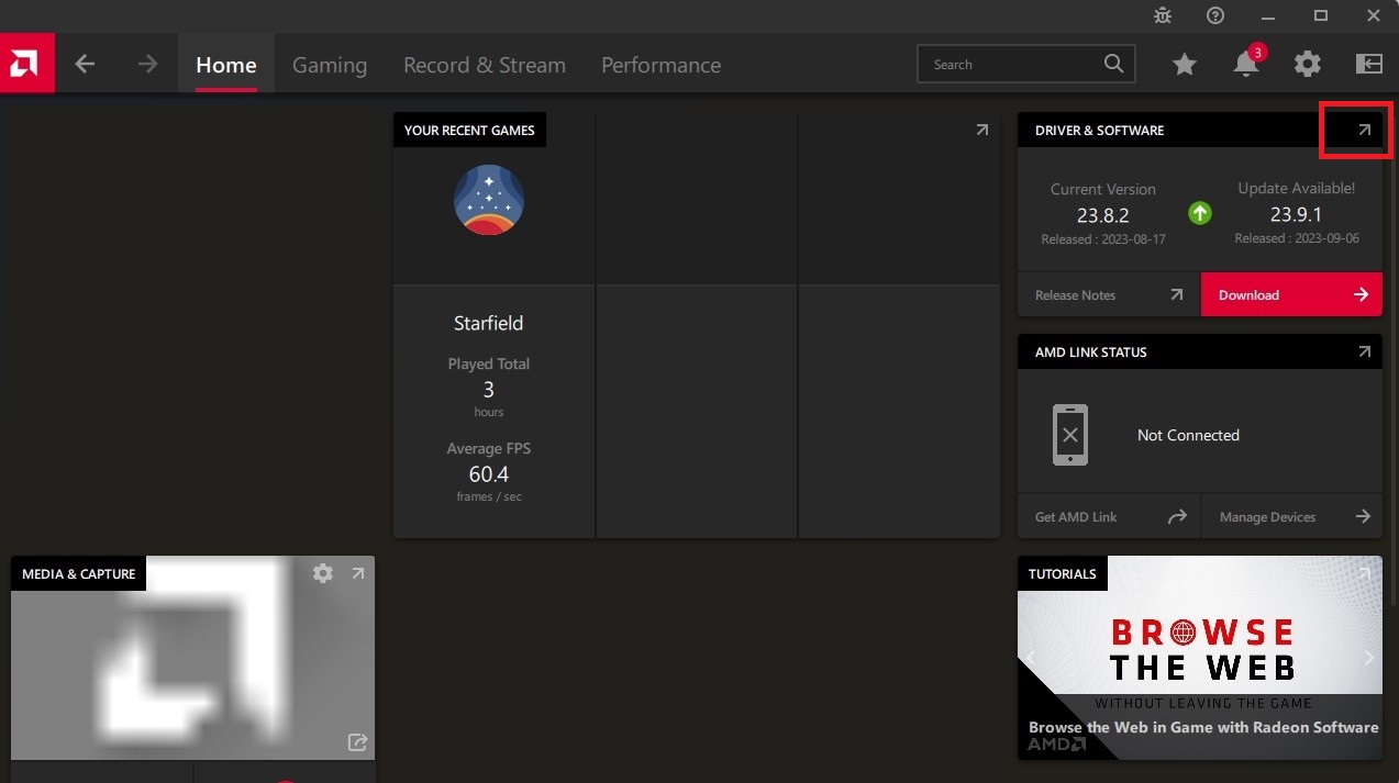 Launch the program and go to the DRIVER & SOFTWARE section on the home screen