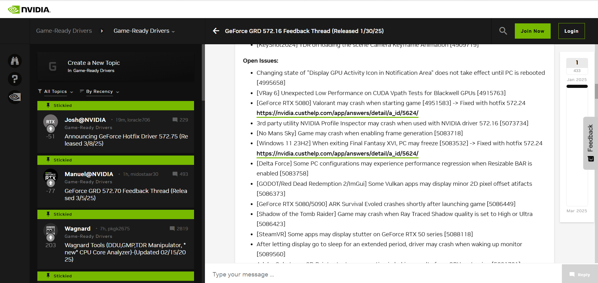 NVIDIA Feedback thread listing major issues