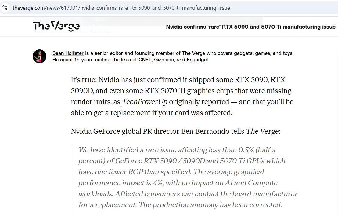 NVIDIA's first statement to The Verge
