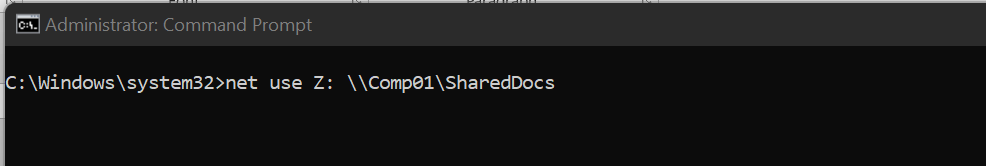 The net use command allows you to connect to, disconnect from, and manage shared resources such as network drives and printers